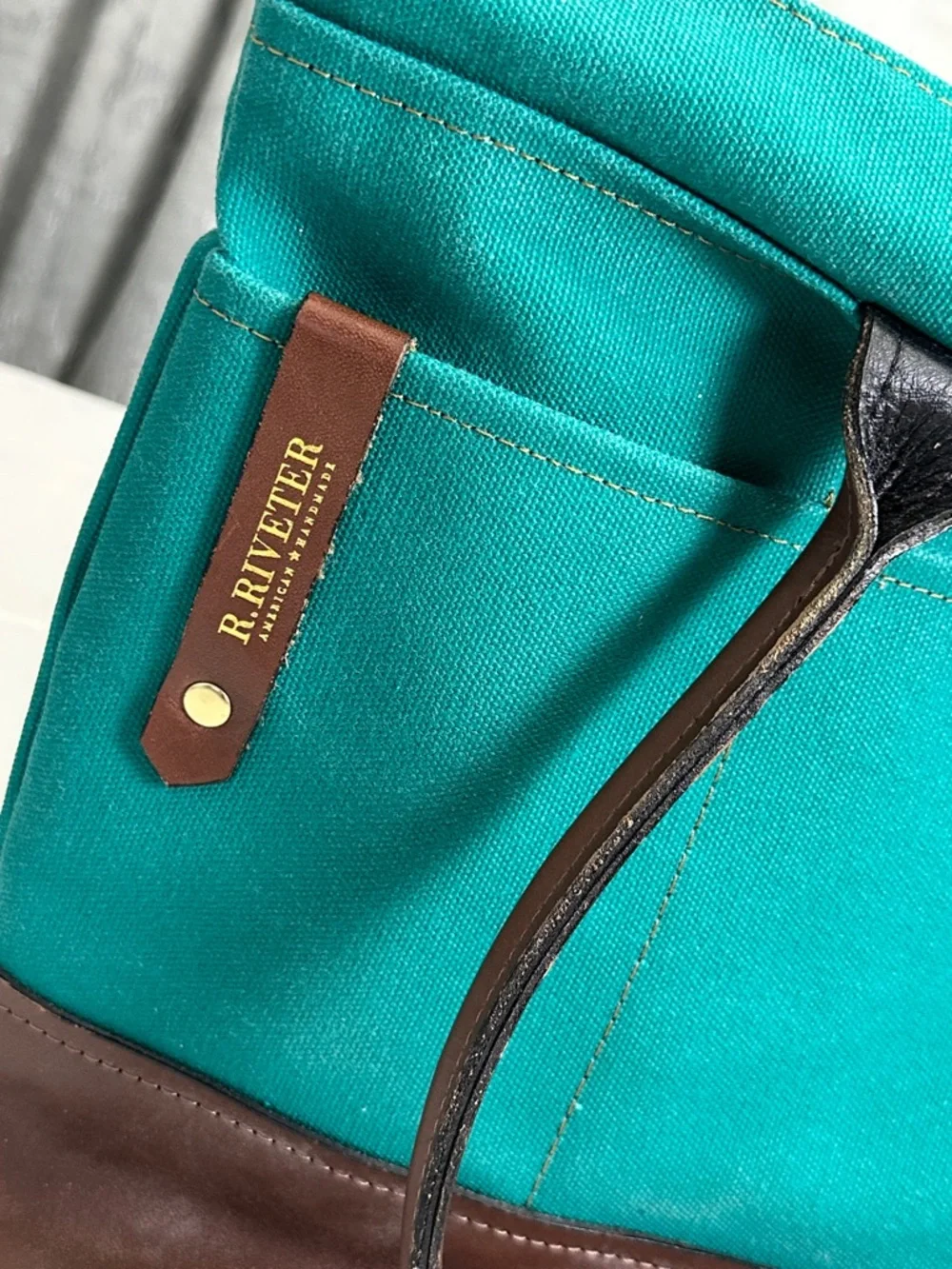 R. Riveter‎ Green Canvas Tote Bag Green